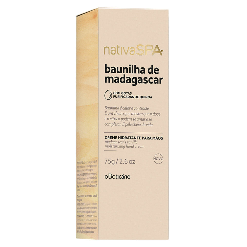 Creme Hidratante para Mãos Desodorante Nativa SPA Baunilha de Madagascar, 75g