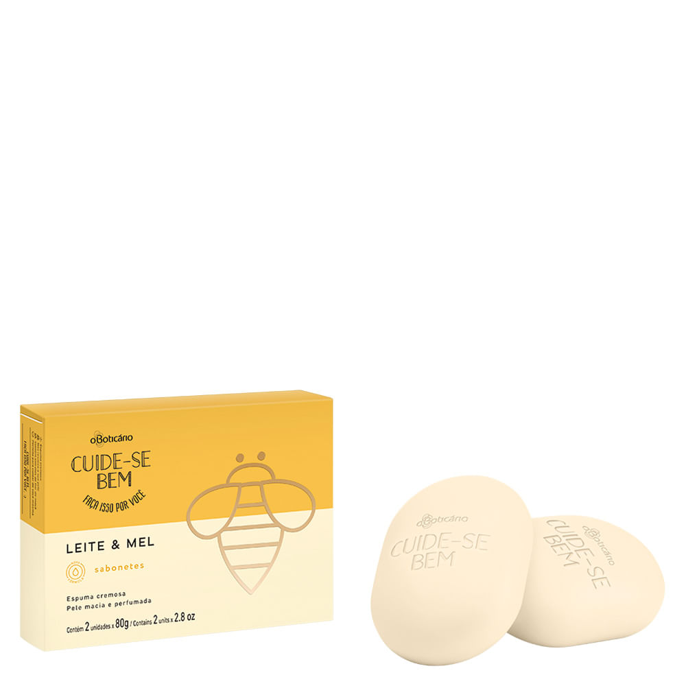 Sabonete Barra Cuide-se Bem Leite e Mel, 2 unidades 80g