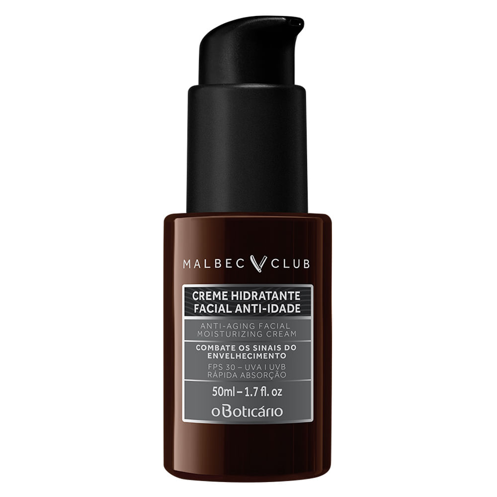 Creme Hidratante Facial Anti-Idade Malbec Club, 50ml