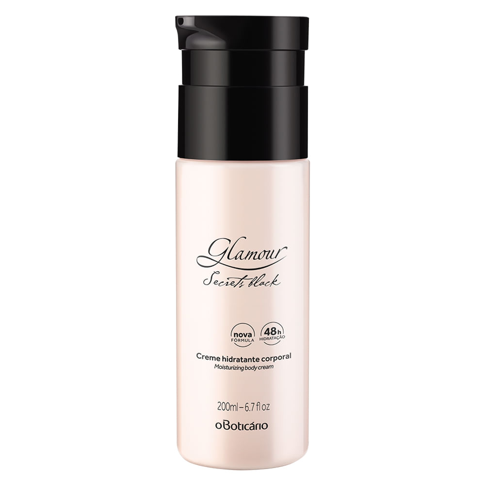 Creme Desodorante Hidratante Corporal Glamour Secrets Black, 200ml