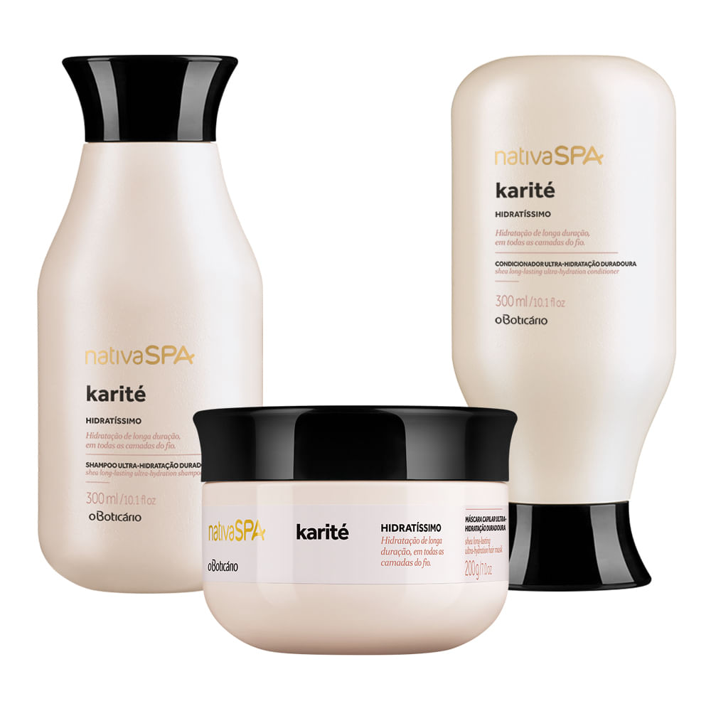 Combo Nativa SPA Karité: Shampoo + Condicionador + Máscara Capilar