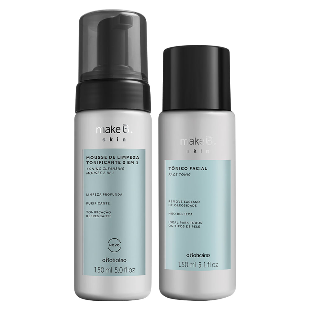 Combo Make B. Skin Limpeza da Pele: Mousse Tonificante 2 em 1 + Tônico Facial