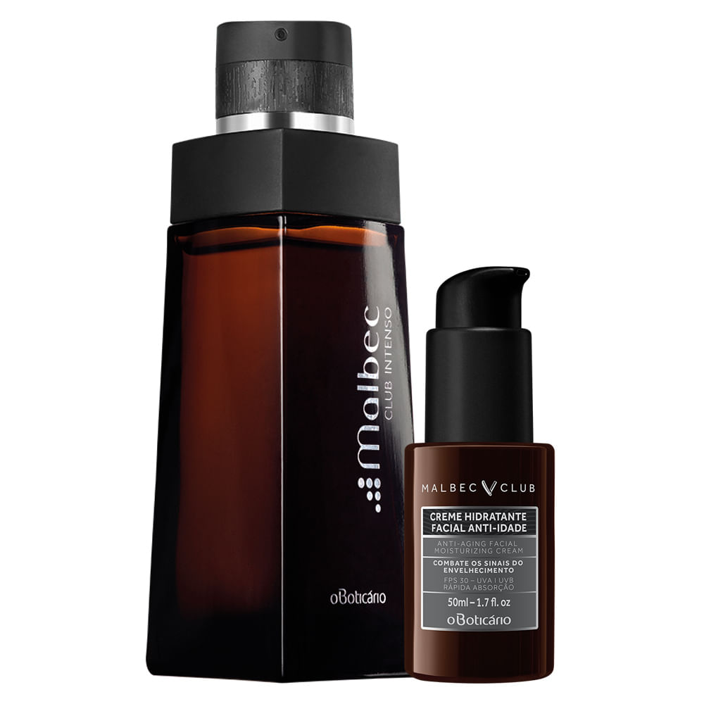 Combo Malbec Club Intenso: Des. Colônia + Creme Hidratante Facial