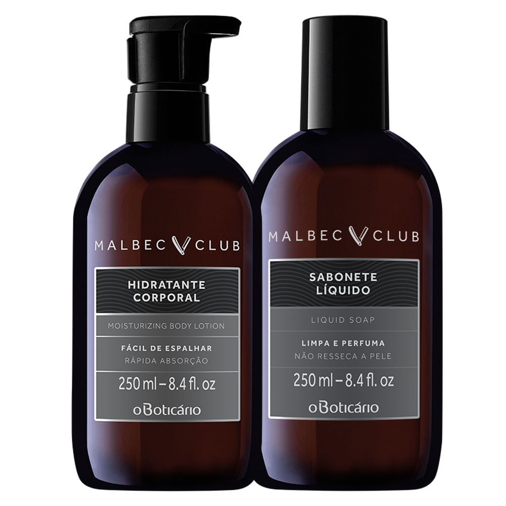 Combo Malbec Club: Sabonete Líquido + Loção Hidratante Corporal