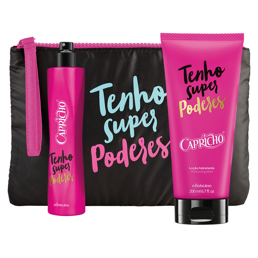 Combo Capricho Tenho Super Poderes: Des. Colônia + Loção Hidratante + Nécessaire