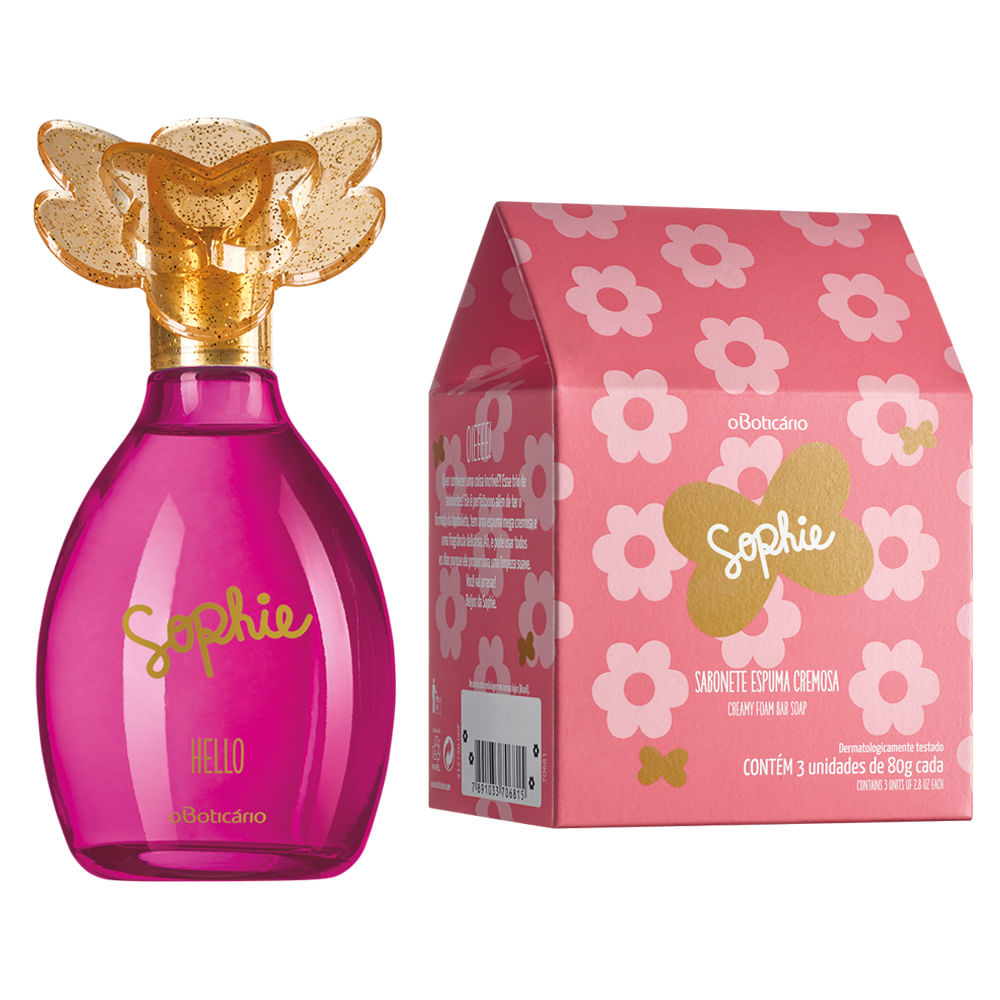 Combo Sophie: Colônia Hello + 3 Sabonetes Em Barra