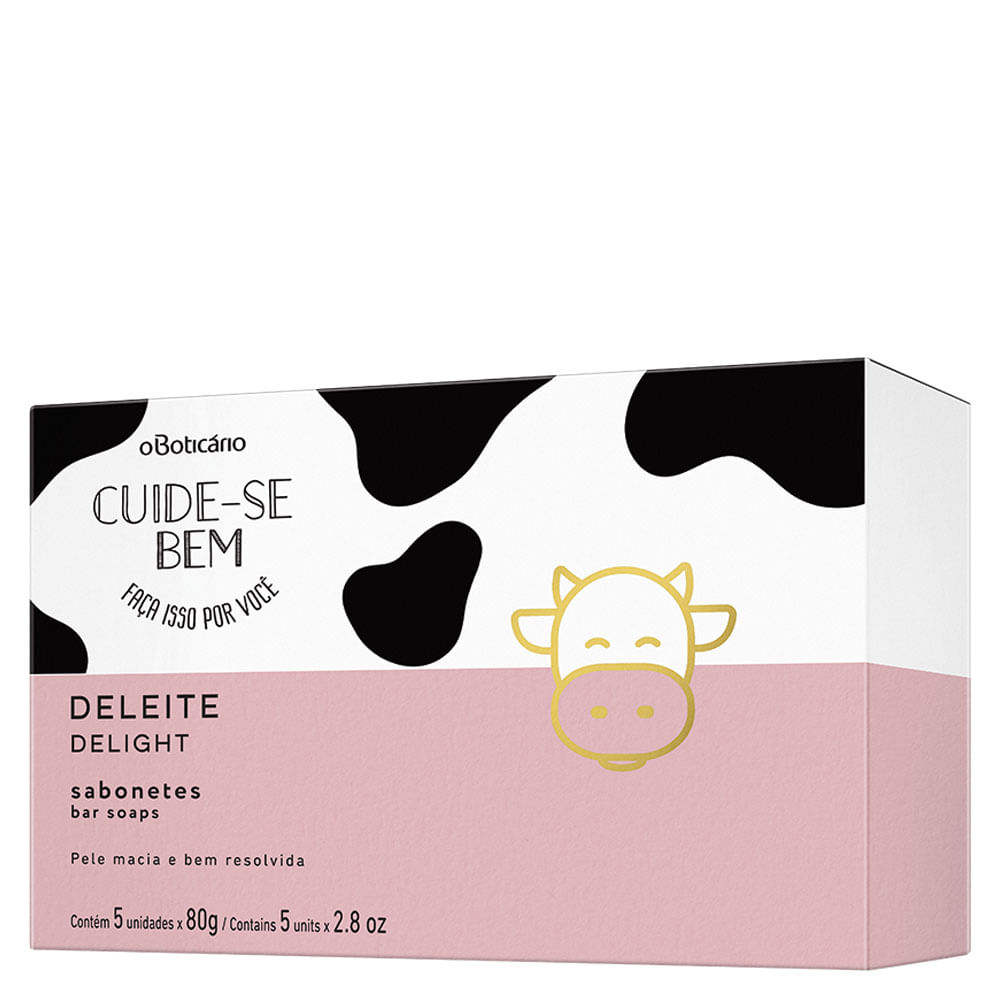 Sabonetes Barra Cuide-Se Bem Deleite, 5 Unidades de 80g cada