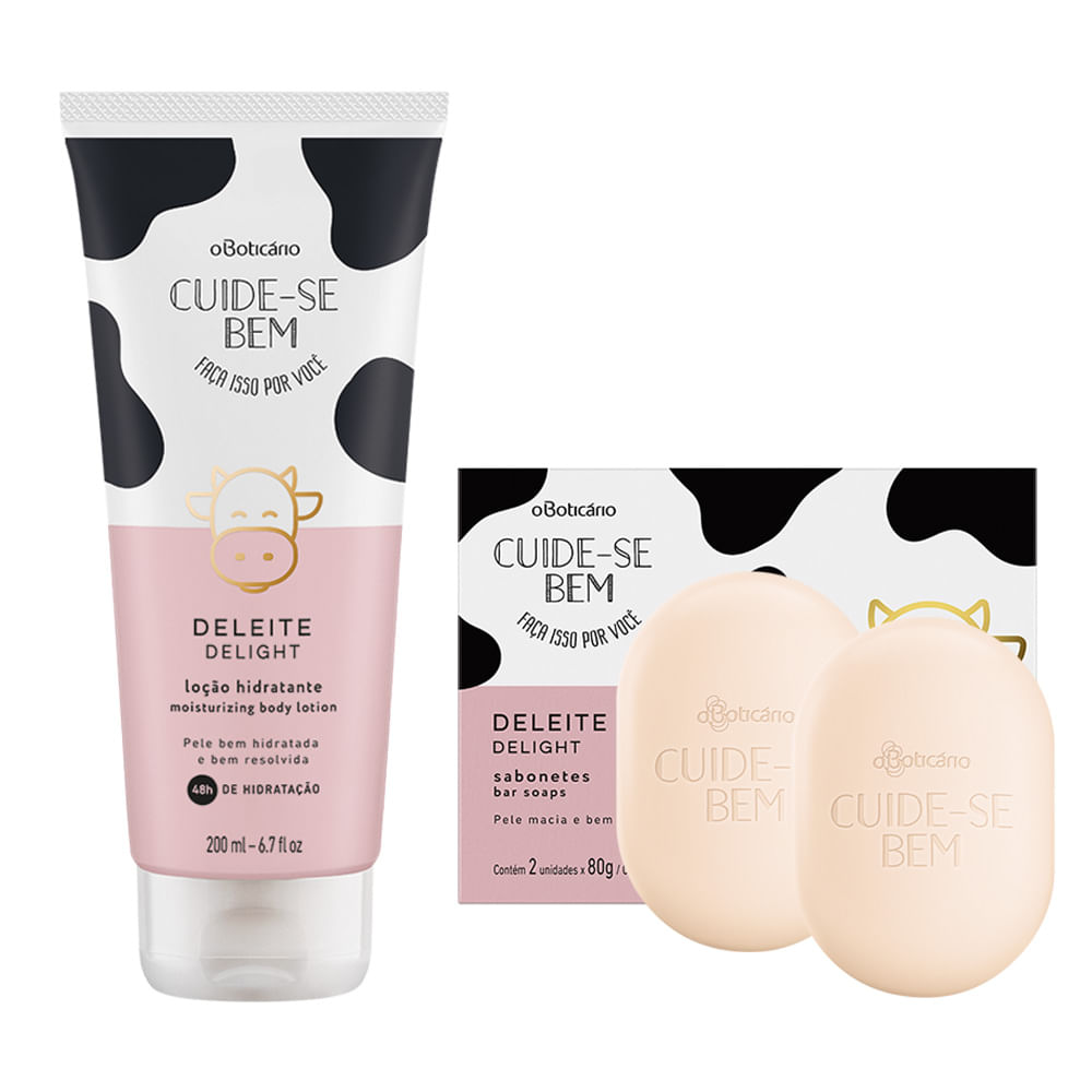 Combo Cuide-se Bem Deleite: Loção Corporal 200ml + 2 Sabonetes em Barra
