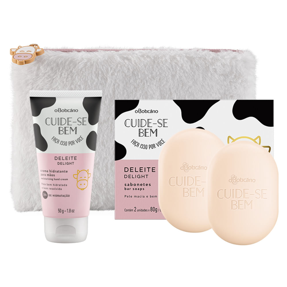 Combo Cuide-se Bem Deleite: Creme Mãos + 2 Sabonetes em Barra + Nécessaire