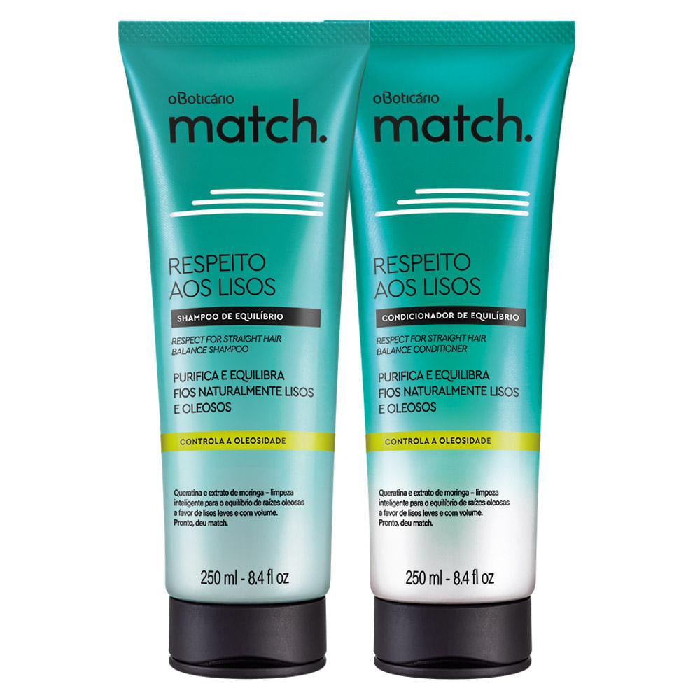 Combo Match Respeito aos Lisos Naturais: Shampoo Equilíbrio + Condicionador Equilíbrio