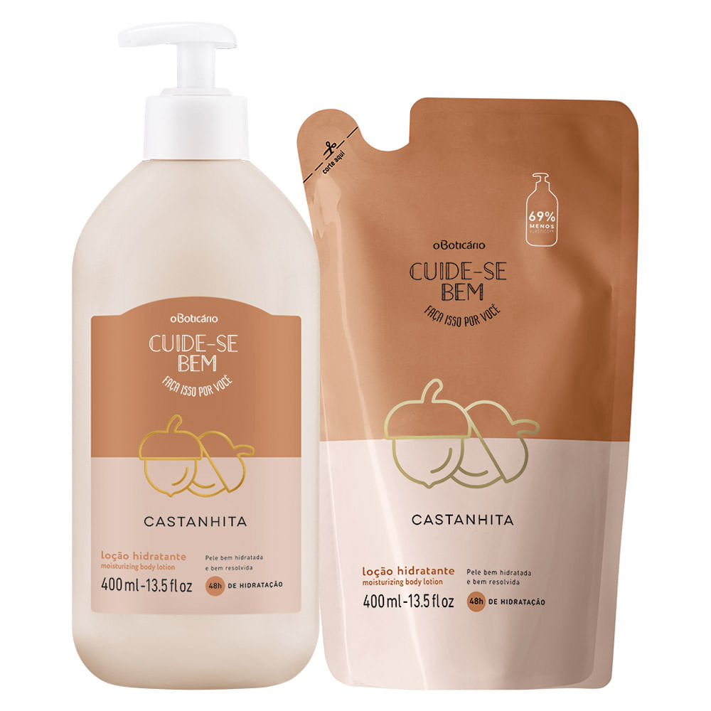 Combo Cuide-se Bem Castanhita: Loção Corporal Hidratante 400ml + Refil 400ml