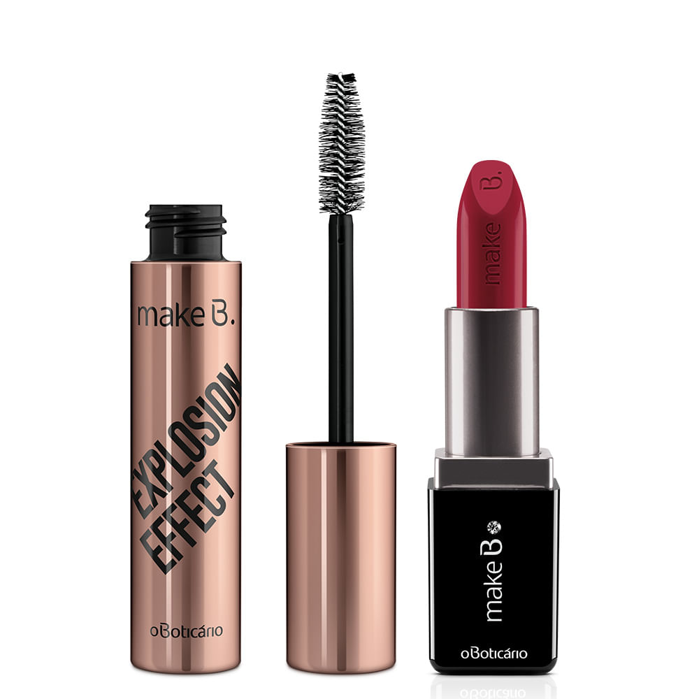 Combo Make B.: Máscara Explosion Effect + Batom Cremoso Revolution Red