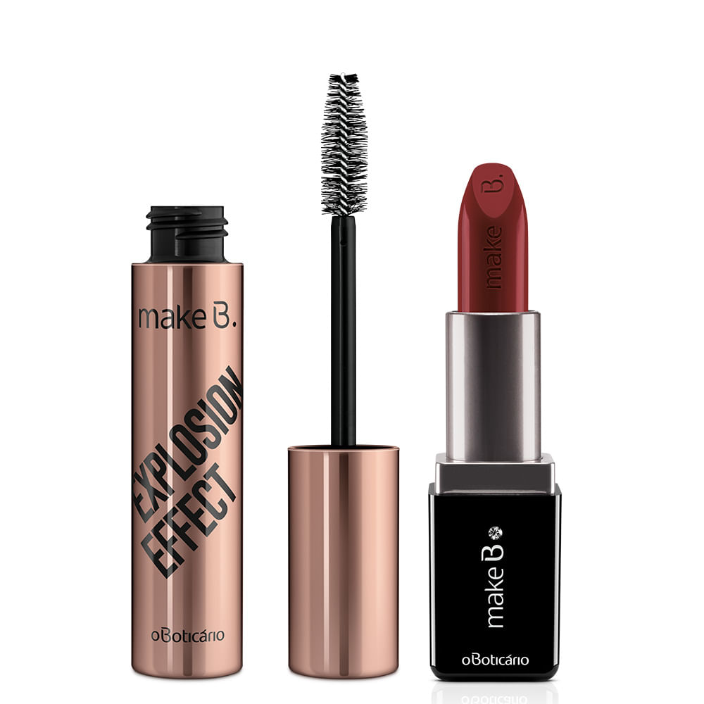Combo Make B.: Máscara Explosion Effect + Batom Cremoso Revolution Rouge