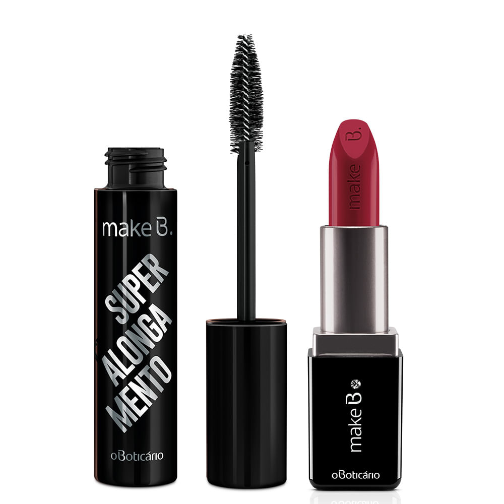 Combo Make B.: Máscara Superalongamento + Batom Cremoso Revolution Red