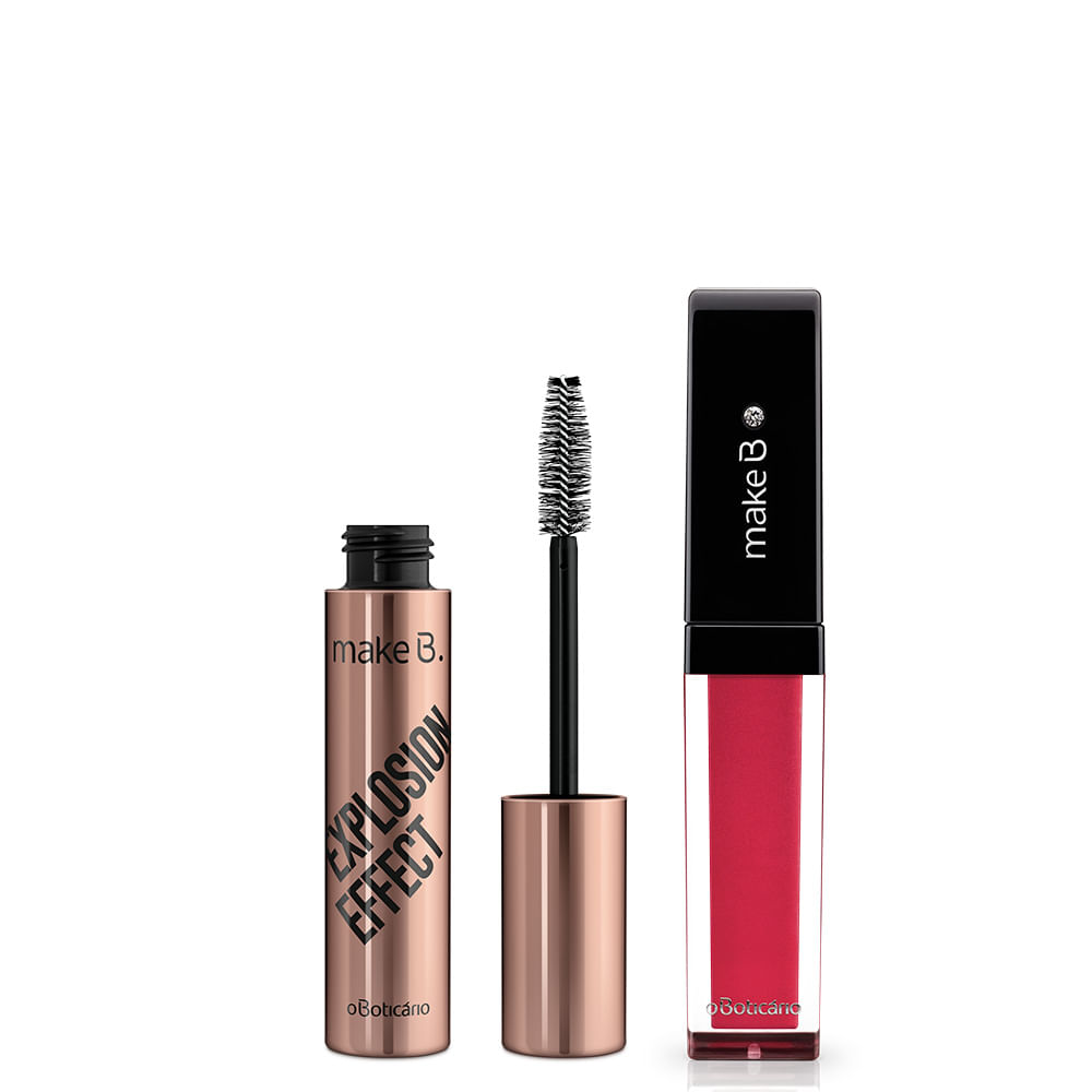 Combo Make B.: Máscara Explosion Effect + Batom Líquido Metálico Power Red
