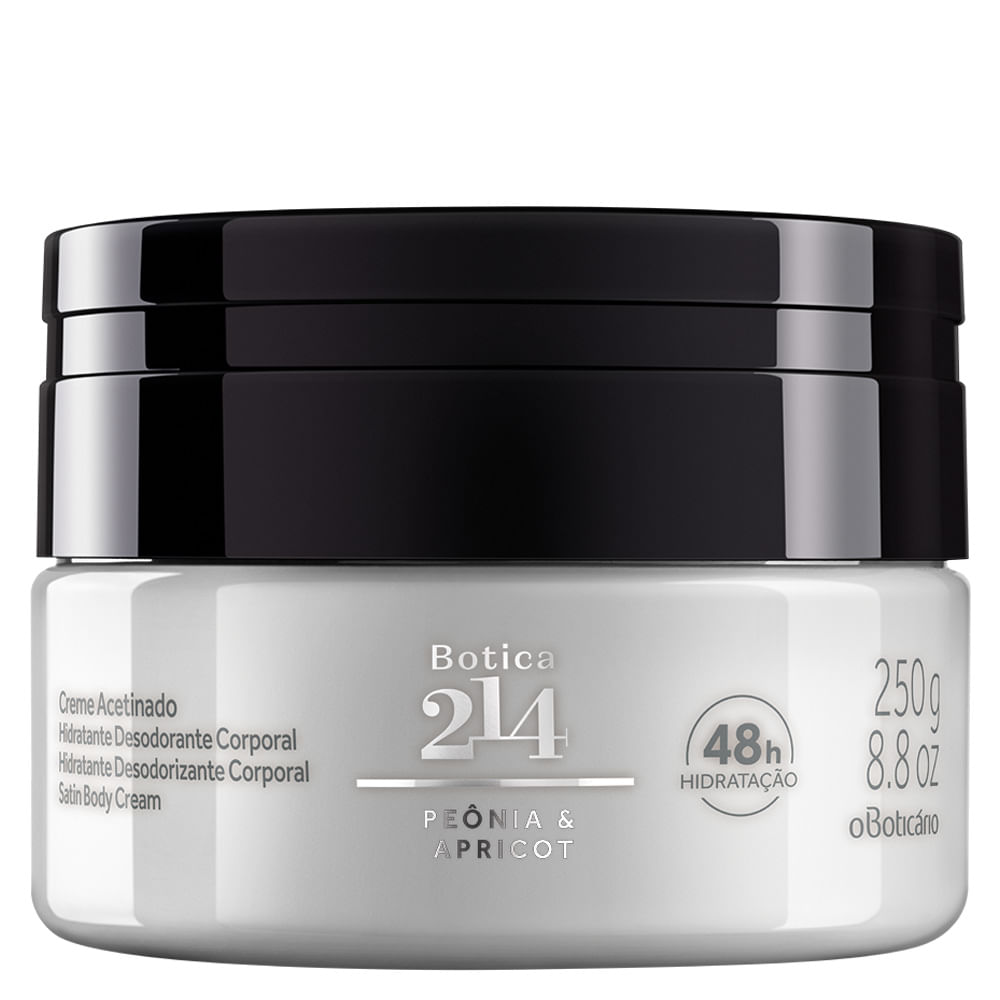 Creme Acetinado Desodorante Hidratante Corporal Botica 214 Peônia & Apricot, 250g