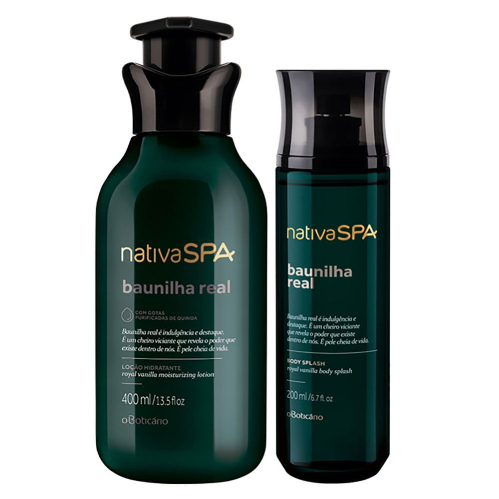 Combo Nativa SPA Baunilha Real: Loção Hidratante 400ml + Body Splash 200ml