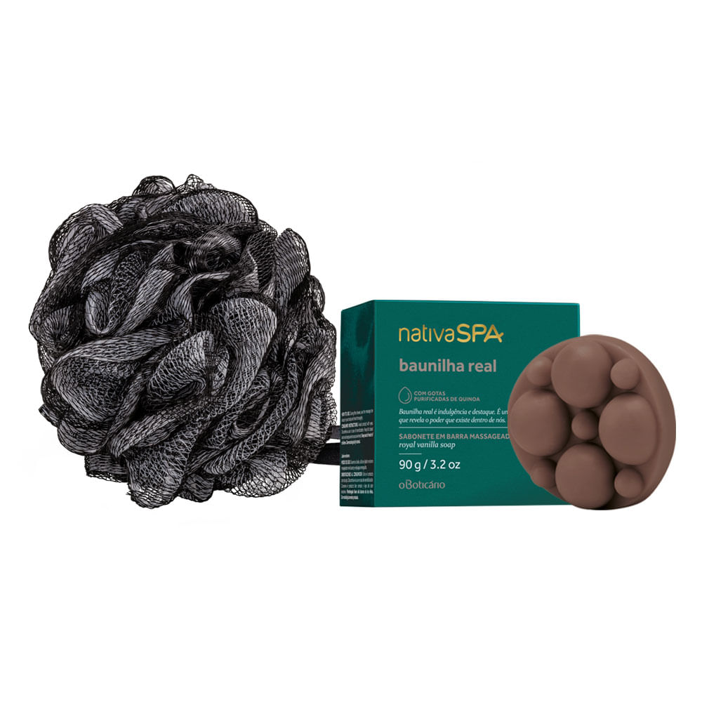 Combo Nativa SPA Baunilha Real: Sabonete em Barra + Esponja de Banho