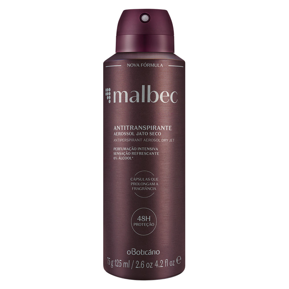 Malbec Desodorante Antitranspirante Aerosol, 75g/125ml Menor preço em Malbec Desodorante Antitranspirante Aerosol, 75g/125ml