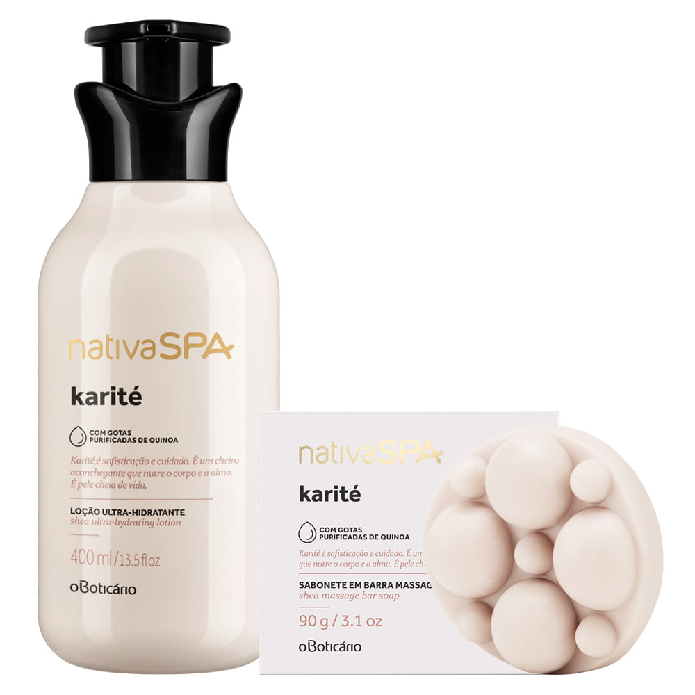 Combo Nativa SPA Karité: Loção Desodorante 400ml + 1 Sabonete em Barra