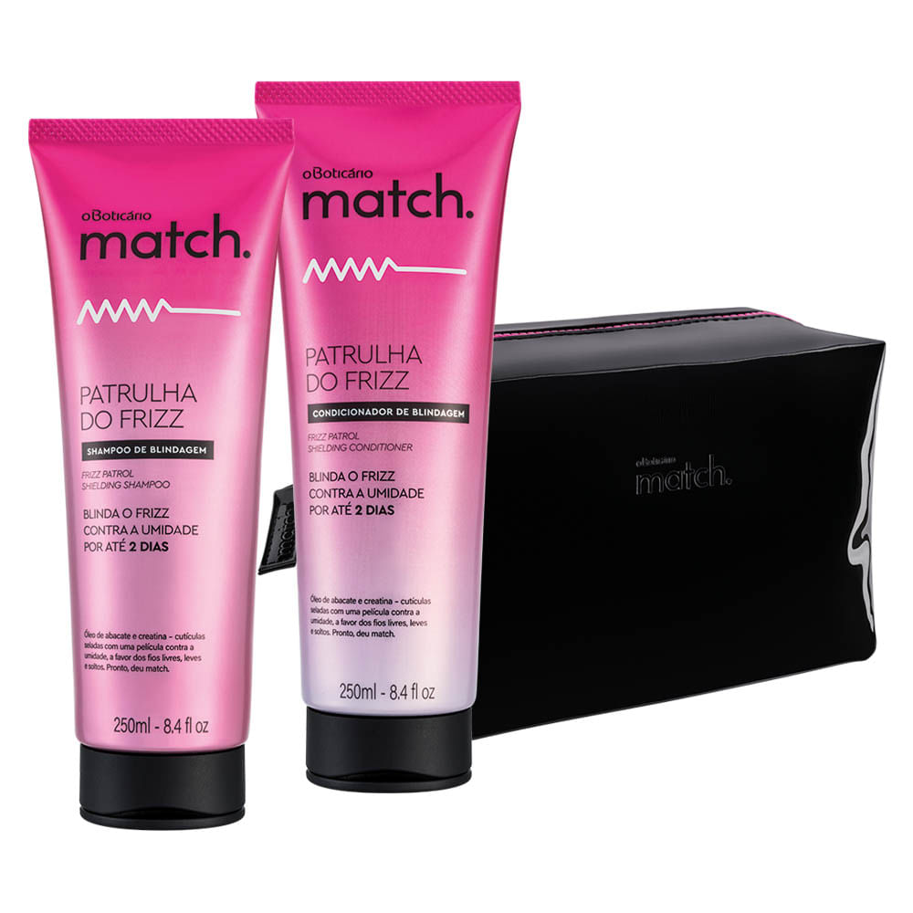 Combo Match Patrulha do Frizz: Shampoo + Condicionador + Nécessaire