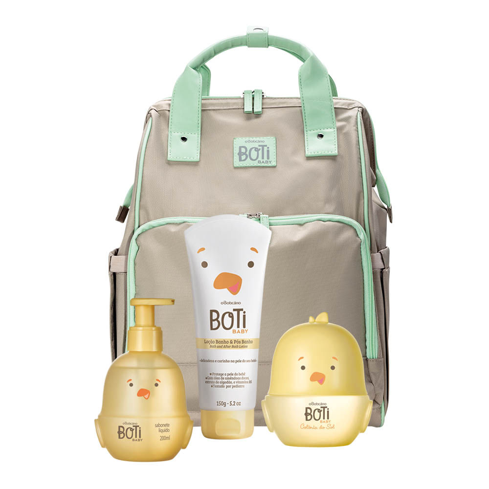Combo Boti Baby Maternidade: Mochila + Colônia do Sol + Sabonete Líquido + Loção Hidratante