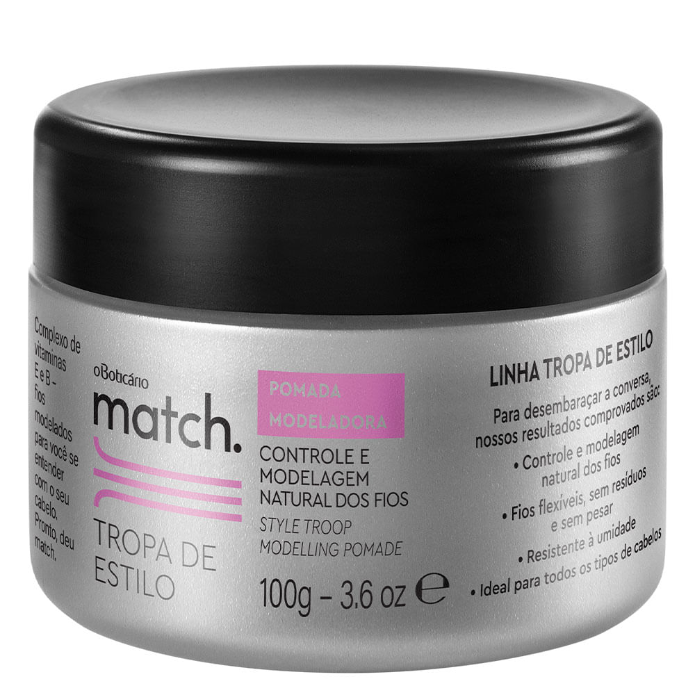 Pomada Modeladora para Cabelo Match, 100g