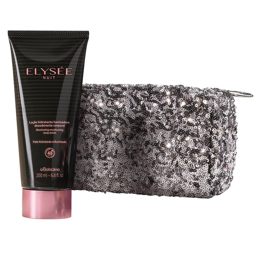 Combo Elysée Nuit: Loção Desodorante Iluminadora + Nécessaire Paetê