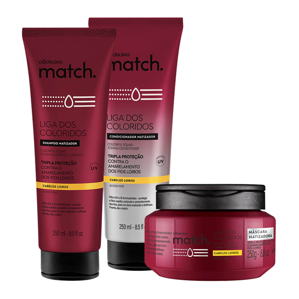 Combo Match Matizador Completo: Shampoo + Condicionador + Máscara Capilar
