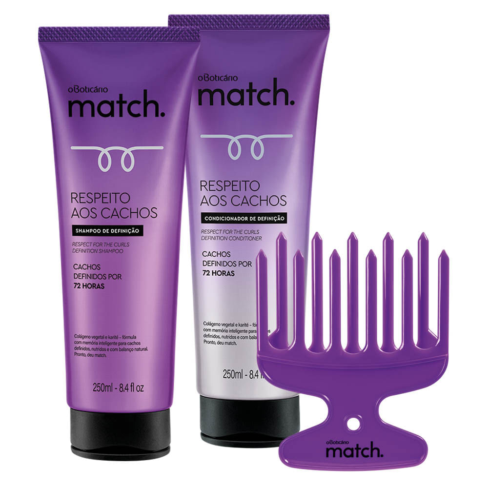 Combo Match Cachos: Pente para Cachos + Shampoo + Condicionador