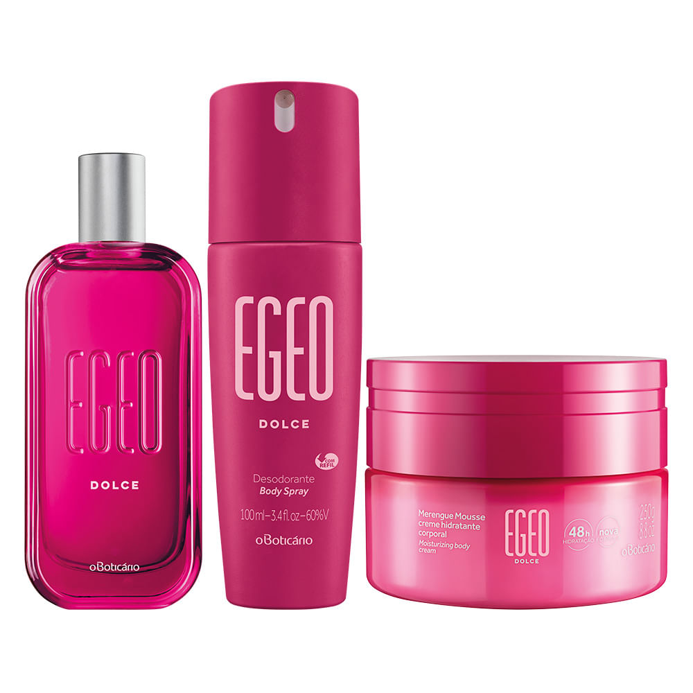 Combo Egeo Dolce: Desodorante Colônia + Merengue Mousse + Desodorante Body Spray
