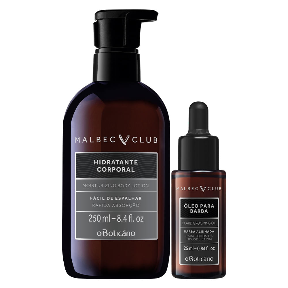 Combo Malbec Club: Loção Desodorante Corporal + Óleo Pré e Pós Barba
