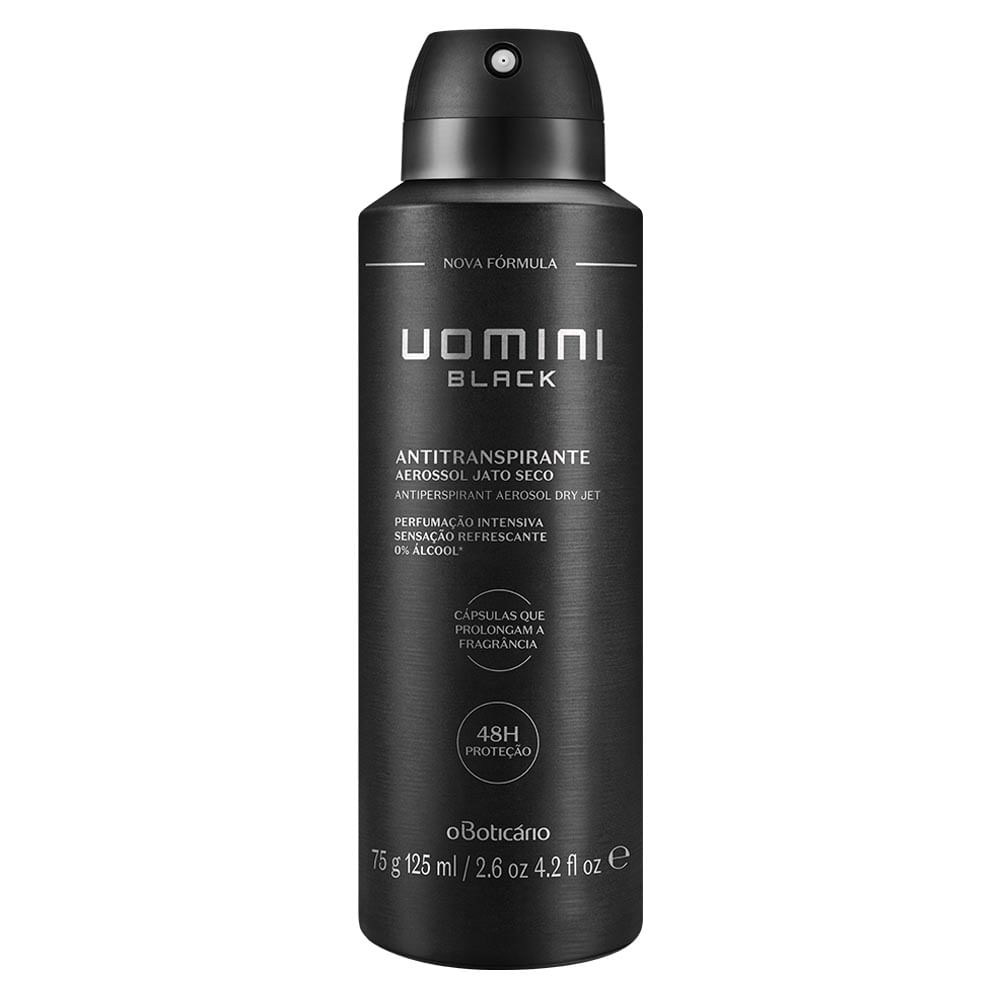 Desodorante Antitranspirante Aerosol Uomini Black, 75g/125ml