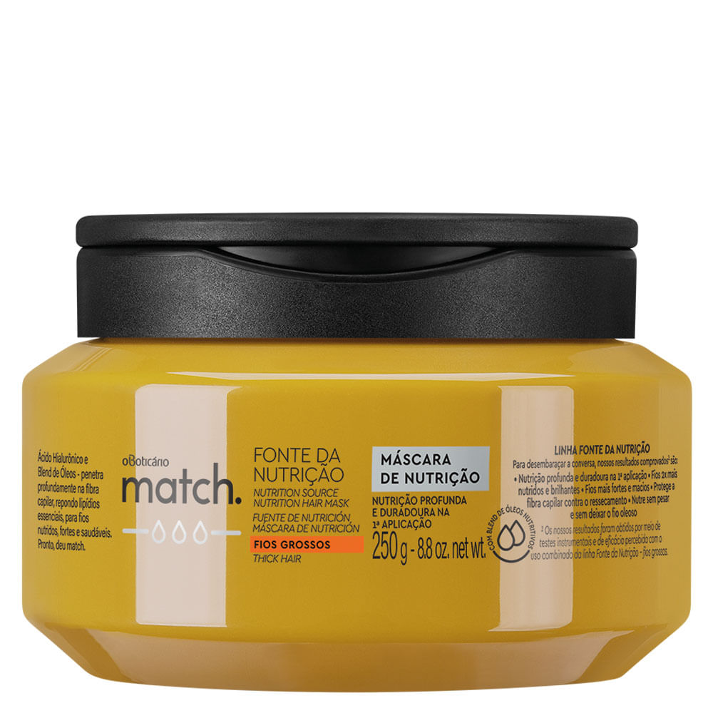 Máscara Capilar Match Fonte da Nutrição Fios Grossos, 250g