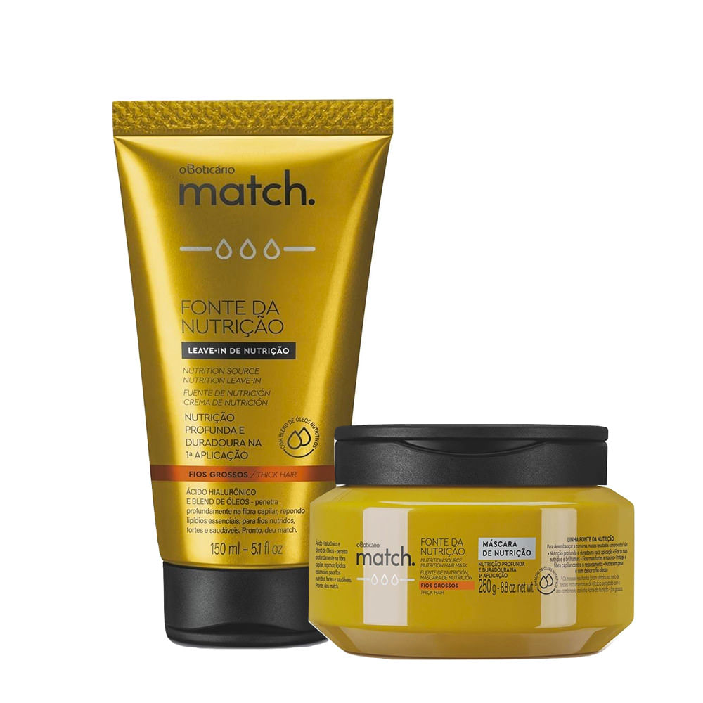 Combo Match Fonte Da Nutrição Fios Grossos: Máscara Capilar + Creme Para Pentear