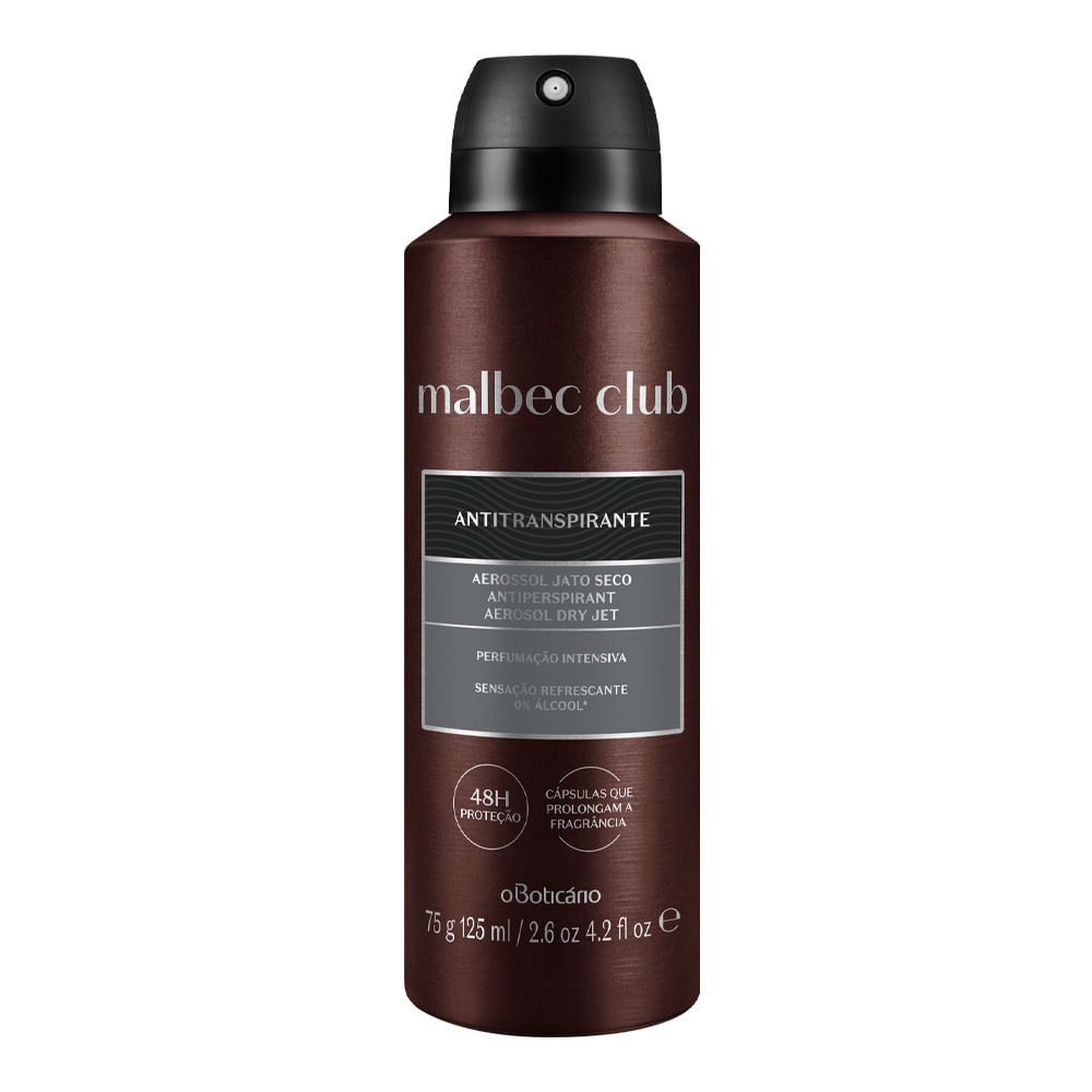 Desodorante Antitranspirante Aerosol Malbec Club Intenso, 75g