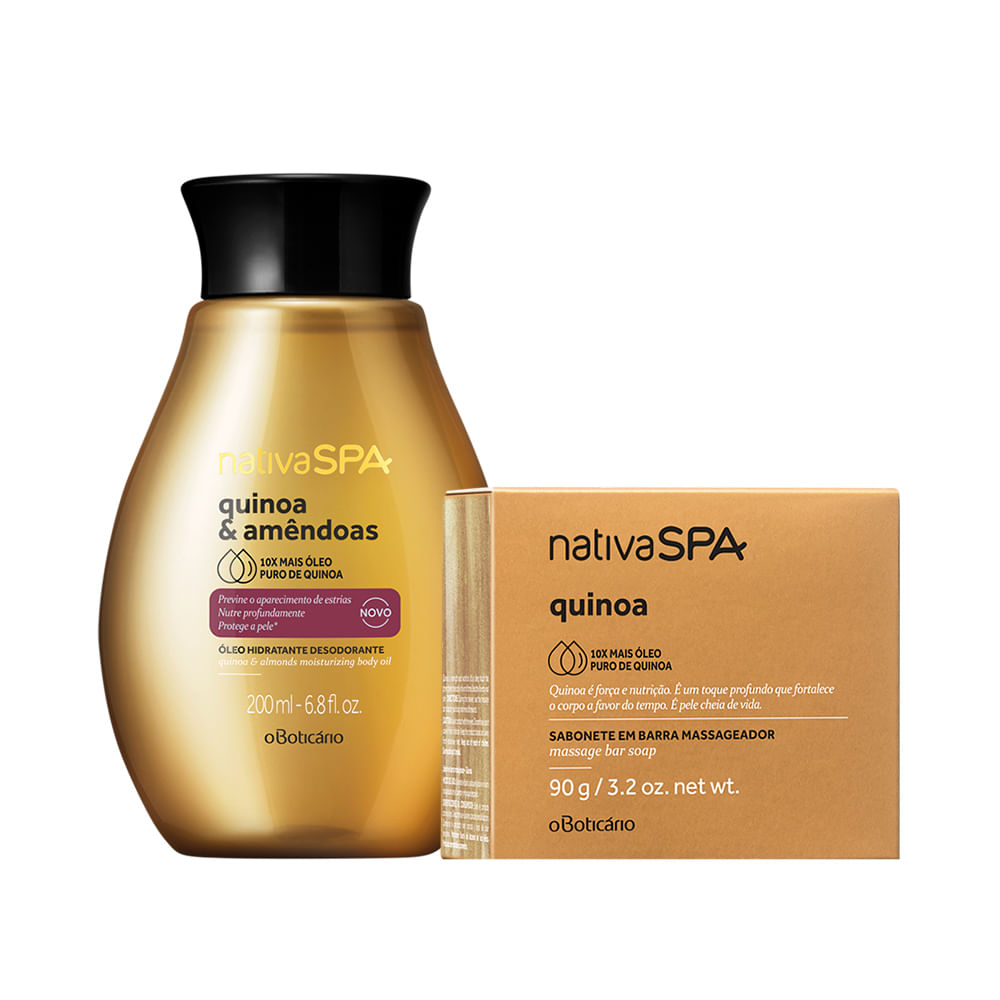 Combo Nativa Spa Quinoa & Amêndoas: Sabonete Em Barra + Óleo Hidratante Corporal