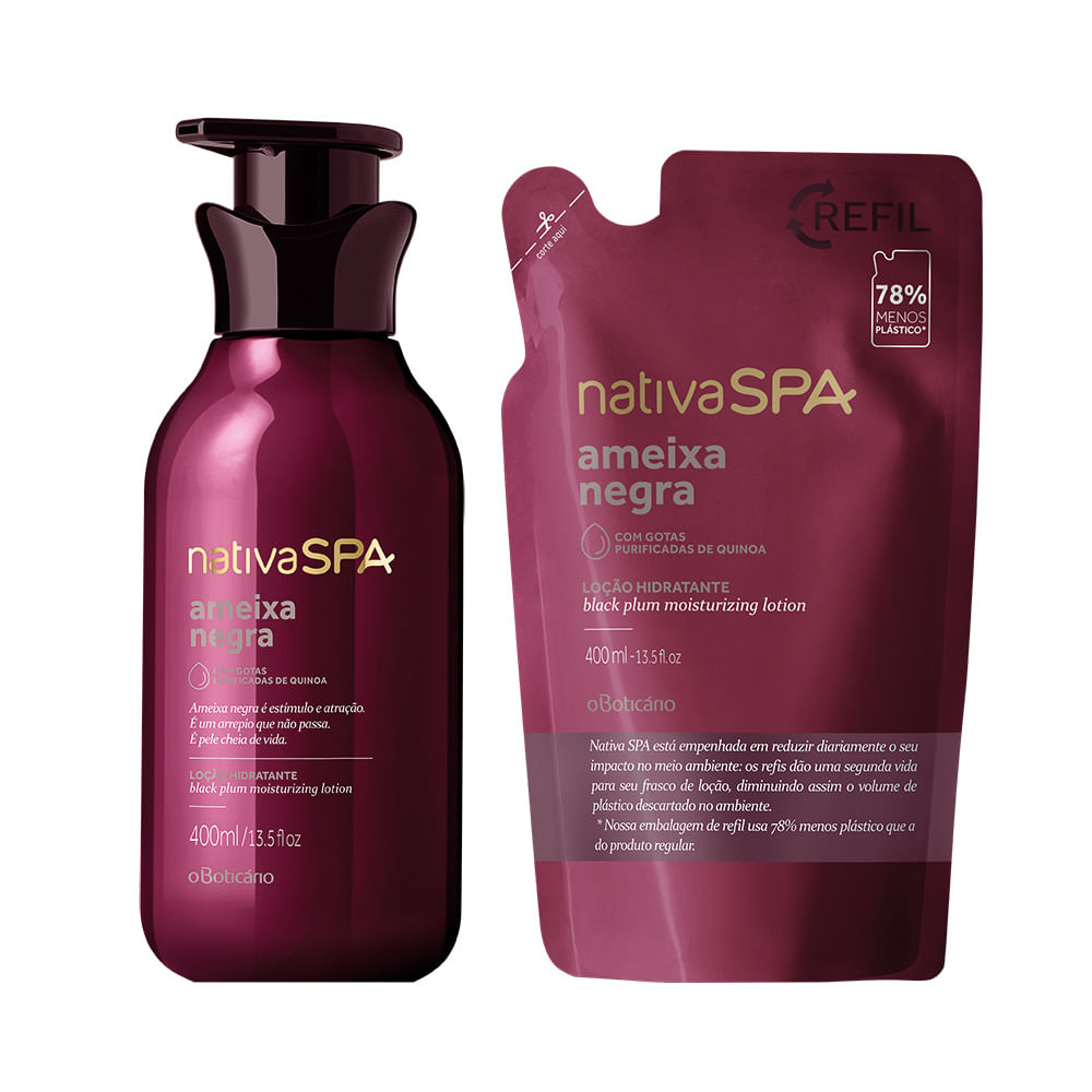 Combo Nativa Spa Ameixa Negra: Loção Hidratante Corporal + Refil Loção Hidratante Corporal