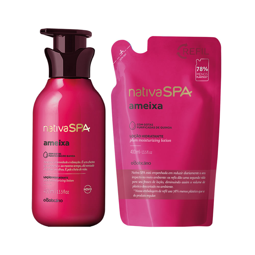 Combo Nativa Spa Ameixa: Loção Hidratante Corporal + Refil Loção Hidratante Corporal