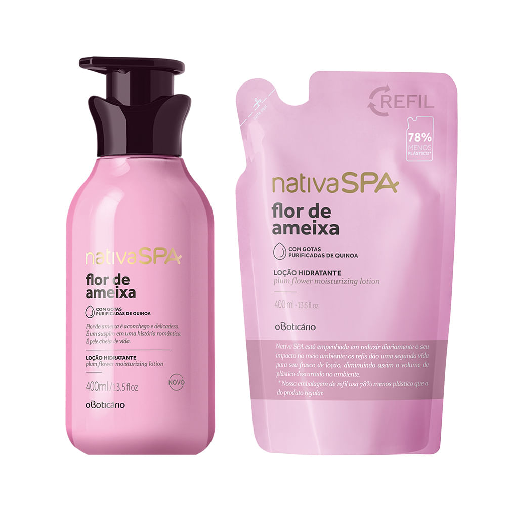 Combo Nativa Spa Flor De Ameixa: Loção Hidratante Corporal + Refil Loção Hidratante Corporal