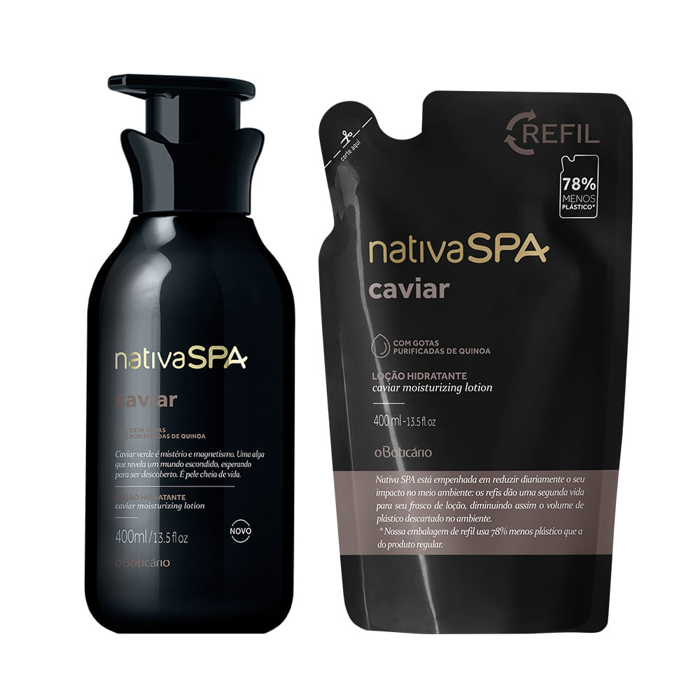 Combo Nativa Spa Caviar: Loção Hidratante Corporal + Refil Loção Hidratante Corporal
