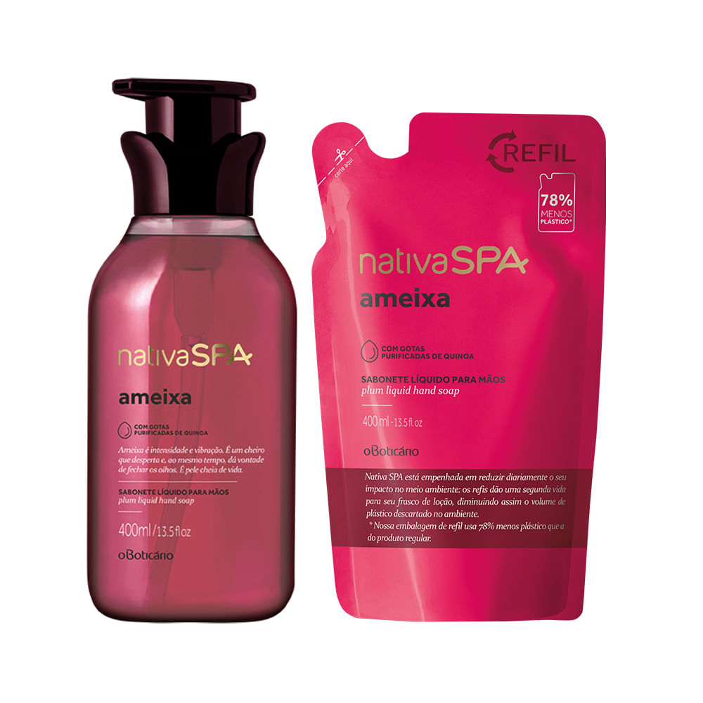 Combo Nativa Spa Ameixa: Sabonete Líquido Para Mãos + Refil Sabonete Líquido Para Mãos