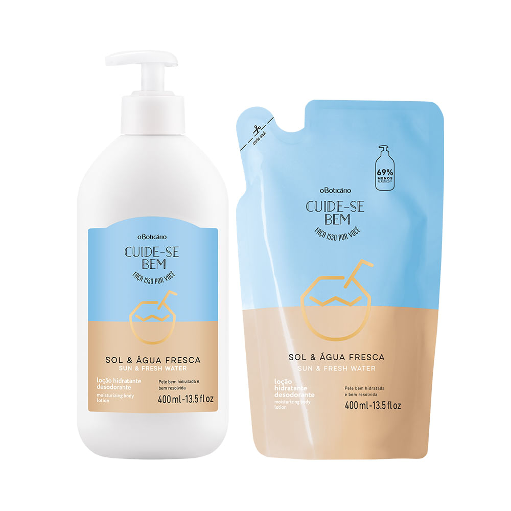 Combo Cuide-Se Bem Sol E Água Fresca Loção Hidratante + Refil Loção Hidratante