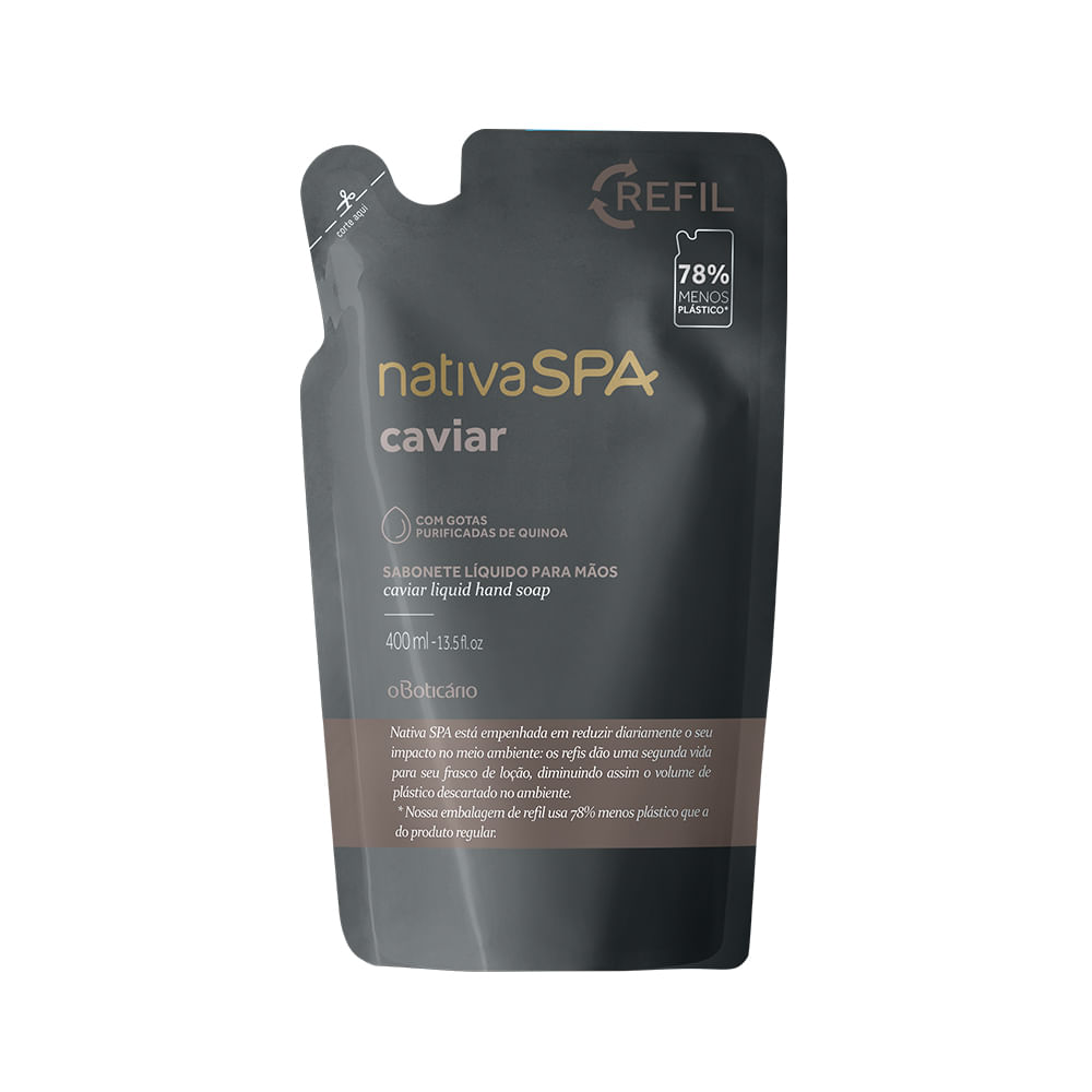 Refil Sabonete Líquido para as Mãos Nativa SPA Caviar, 400 ml
