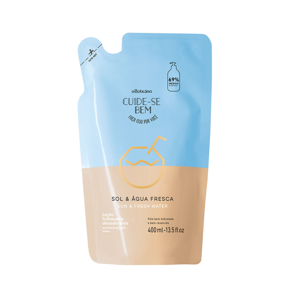 Refil Loção Desodorante Hidratante Corporal Cuide-se Bem Sol & Água Fresca, 400 ml