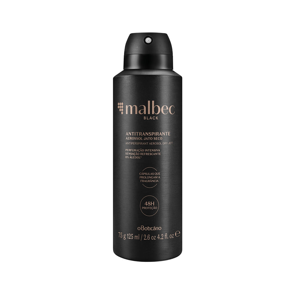 Desodorante Antitranspirante Aerosol Malbec Black, 75 g