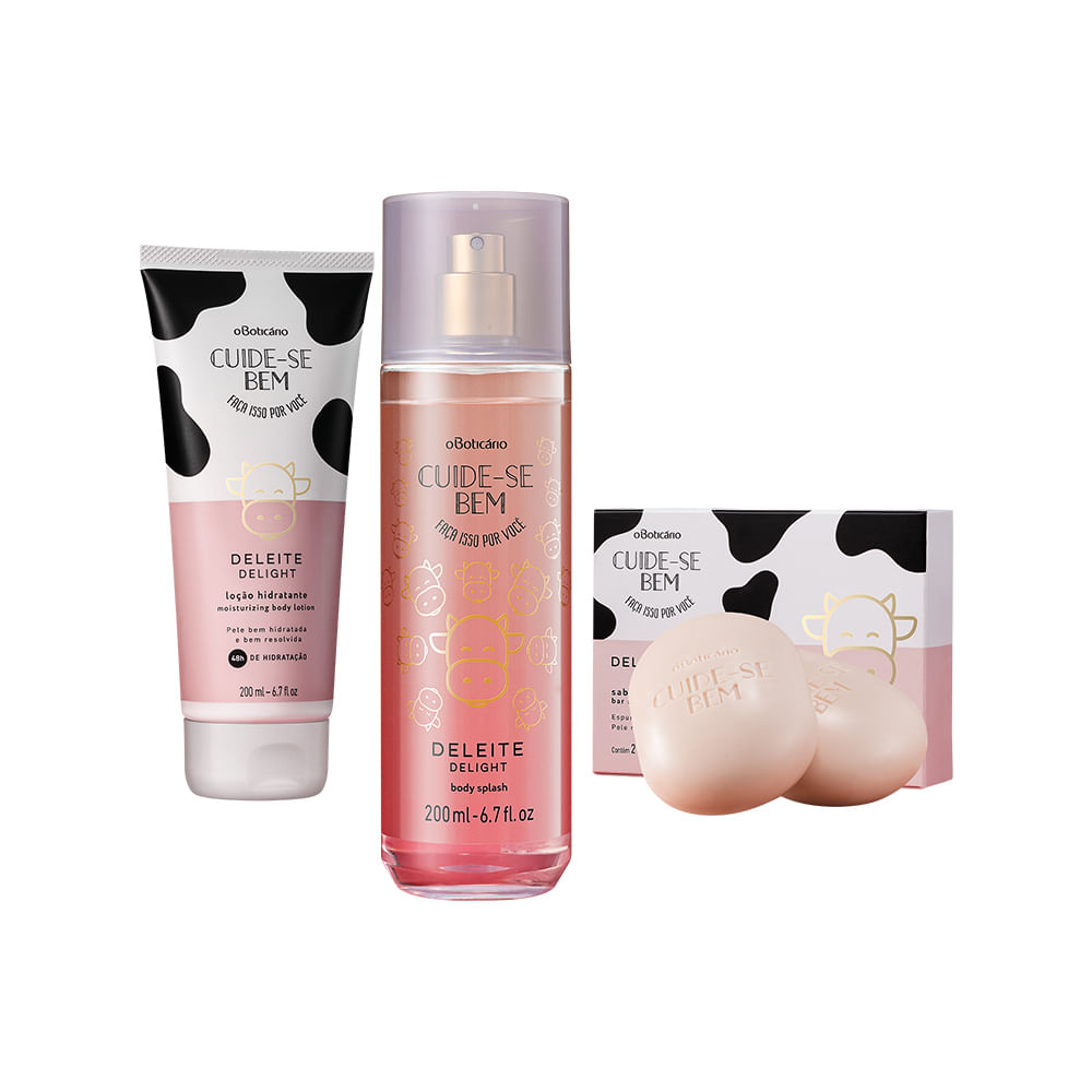 Combo Cuide-Se Bem Deleite: Hidratante, 200Ml + Sabonete Em Barra, 2X80G + Body Spray, 200Ml