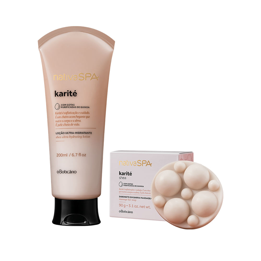 Combo Nativa Spa Karite: Loção Hidratante, 200Ml + Sabonete Em Barra, 90G