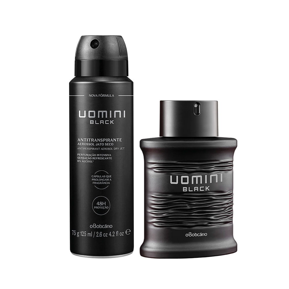 Combo Uomini Black: Desodorante Colônia, 100Ml + Desodorante Anti Transpirante, 75G