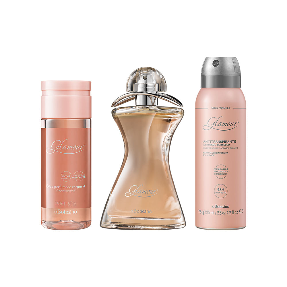 Combo Glamour: Desodorante Colônia, 75Ml + Oleo Corporal, 150Ml + Desodorante Aereossol, 75G/125Ml